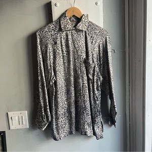 Vintage 90s Les Copains Silk Animal Print Blouse